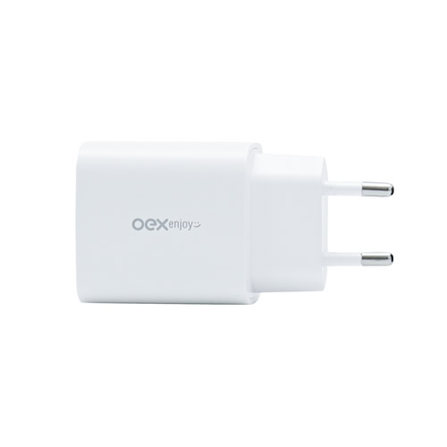 Carregador USB OEX Branco c/ 2 USB( USB+USBC-) s/ cabo - Compumaq