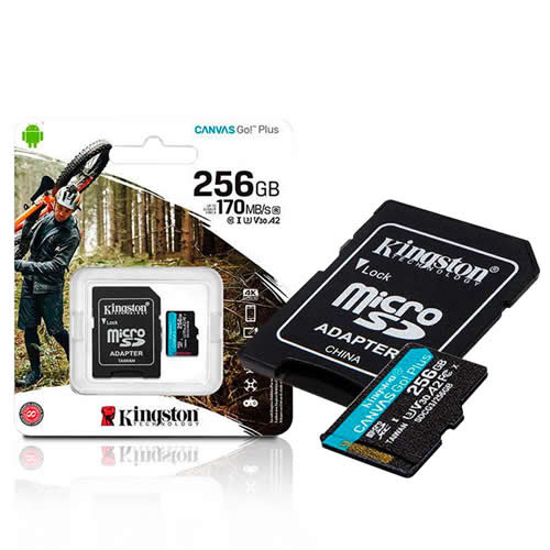 Memoria Micro SD Kingston Canvas Go Plus 256GB C/Adaptador 170Mb/s KINGSTON