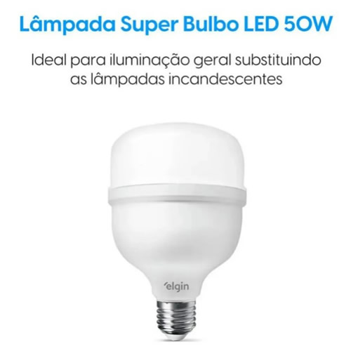 L�mpada Led Bulbo Elgin 4000 Lumens 50w 6500k - Imagem 02