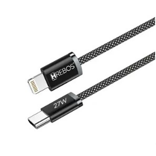 Cabo USB-C Iphone Lightning 27w Hrebos CB-385I 1,5m Preto - Imagem 01