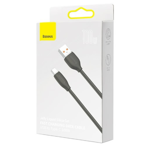Cabo USB Macho X USB-C Macho Jelly Liquid  Baseus 2,0m Preto - Imagem 02