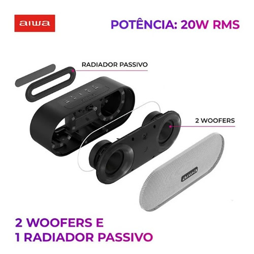 Caixa de Som Aiwa Speaker Bluetooth/USB/MICRO Sd 20w Preta - Imagem 02