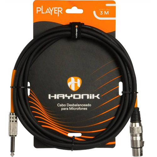 Cabo XLR F�mea X P10 Macho p/ Microfone 3M Hayonik - Imagem 01