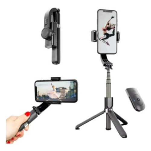 Trip� + Gimbal p/ Smartphone Preto Rotativo Agold Pro - Imagem 01