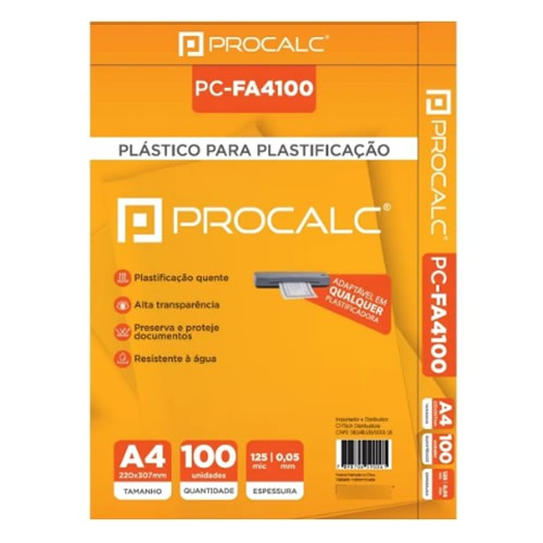 Folha p/ Plastifica��o Procalc A4 220x307mm pct 100 Folhas - Imagem 01