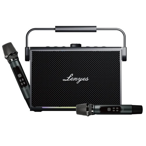 Caixa de Som Lenyes Titan Gun 2 Bluetooth Preta c/ 2 Microfones Sem Fio - Imagem 01