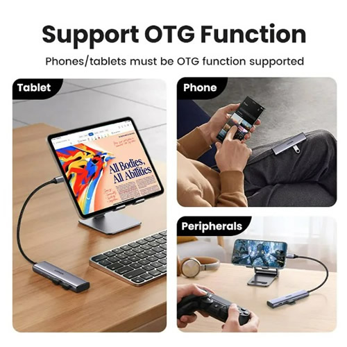 Hub USB-C 2 Portas USB 3.0 + 2P USB-C Ugreen - Imagem 02