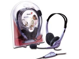 Headset Genius HS-04S Preto/Azul c/ Controle de Volume e Microfone