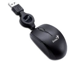 Mouse USB Mini Genius Micro Traveler Optico Preto c/ Cabo Retrtil
