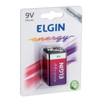 Bateria 9V Recarregvel Elgin 250MAH