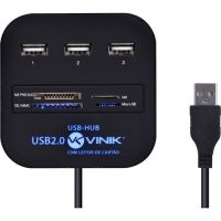 HUB USB 3 Portas 2.0 + Lietor de Cartes Vinik