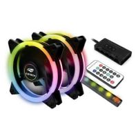 Cooler Fan 120x120x25 12V Preto c/ Led RGB + Controle (Kit c/ 2 Coolers) C3 TECH