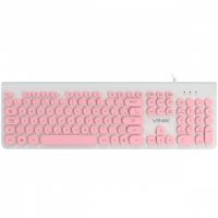 Teclado USB Vinik Dynamic Cricle Branco/Rosa (Teclas Redondas)
