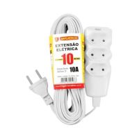 Extensão Cabo  10M c/ 3 Tomadas 10A Megatron Branca (2P)