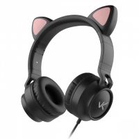 Headphone Vinik Kitty Ear Orelha de Gato Preto