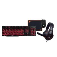 Kit 4 em 1 Mouse/Teclado/Headset e Mouse Pad Thunder Preto OEX c/ Led