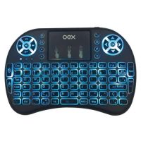 Teclado Mini Wirelles AIR Mouse c/ Touch Pad Tela Iluminada p/ Smart TV OEX