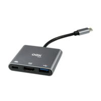 Adaptador 3 em 1 USB-C Macho X HDMI/USB 3.0/USB-C Femea Prata OEX