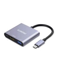 Adaptador 3 em 1 USB-C Macho x HDMI/USB 3.0/USB-C Femea Preto Comtac