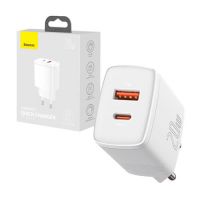 Carregador USB Baseus c/ 2 USB(USB e USB-C) 20w s/ Cabo Branco