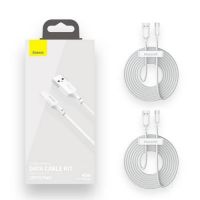 Cabo USB Macho X USB-C Macho 1.5m 40w Branco Baseus (Kit c/ 2 Cabos)