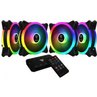 Cooler Fan 120x120x25 12v Preto c/ Led RGB+ Controle (Kit c/ 4 Coolers) Gamdias