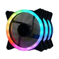 Cooler Fan 120x120x25 12v Preto c/ Led RGB + Controle (Kit c/3 Coolers) Redragon