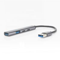 Hub USB 4 Portas (1 USB 2.0+ 1 USB 3.0 + 2 USB-C) HU-330SI Preto C3 Tech