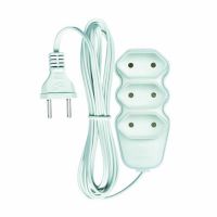 Extensão Cabo 10m c/ 3 Tomadas 10A Megatron Branca (2P)