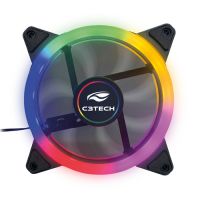 Cooler Fan 120x120x25 12V Preto C3 Tech c/ Led RGB