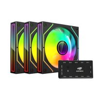 Cooler Fan 120x120x25 12V Preto c/ LED RGB (Kit c/ 3 Coolers) C3 Tech