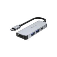 HUB USB-C 3.0 + 1 USB 2.0 + 1 USB 3.0 + 1 HDMI 4K+ 1 USB-C 100W Cinza C3 Tech