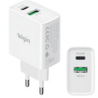 Carregador USB-C Elgin 2P (1P USB-C +1P USB) Branco s/ Cabo