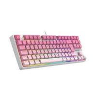 Teclado USB Redragon Gamer Mecnico Daksa Branco/Rosa(Switch Marrom) c/ Led 
