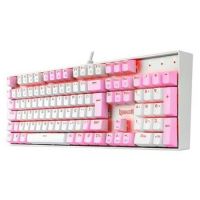 Teclado USB Redragon Gamer Mecnico Hades Branco/Rosa (Switch Azul) c/ Teclado Numrico c/ Led