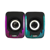 Caixa de Som Gamer Oex Dizy Preta 10W Rms c/ Led Rainbow