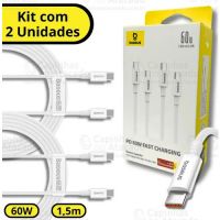 Cabo USB-C Macho x USB-C Macho 1.5m 60w Branco Baseus ( Kit c/ 2 Cabos)