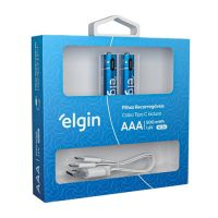 Pilhas Recarregveis Elgin 2AAA 500Mhw c/ Cabo USB-C