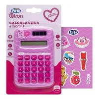 Calculadora de Mesa Fini Beijos Letron 8 Digitos Roxo/Rosa