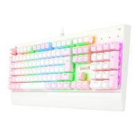 Teclado USB Redragon Gamer Mecnico Kala Branco c/ Rosa (Switch Azul) c/ Led RGB