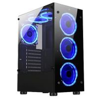 Gabinete M-ATX Gamer Mini Mid-Tower Rise Mode Preto c/ Lateral e Frente em Vidro