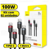 Cabo USB-C Macho x USB-C Macho 1,0m 100w Preto Baseus (Kit c/ 2 Cabos)