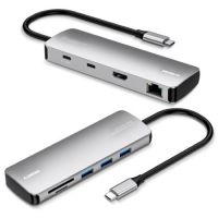 Hub USB-C 3 Portas USB 3.2 +HDMI+ LEITOR MICRO SD+LEITOR SD+CONVERSOR RJ45 + USB-C+USBC-PD 100W Comtac